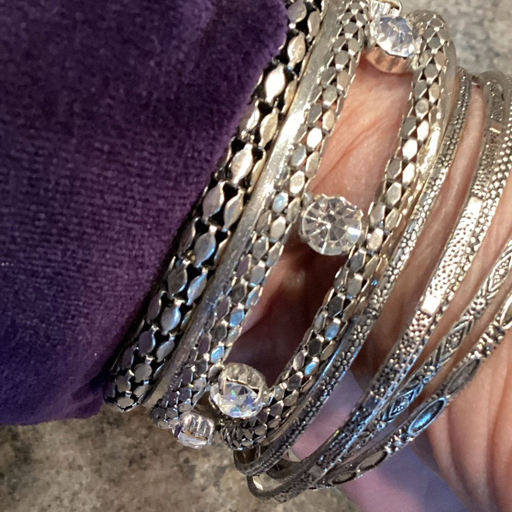 BKE Silver Textured Bracelet Set